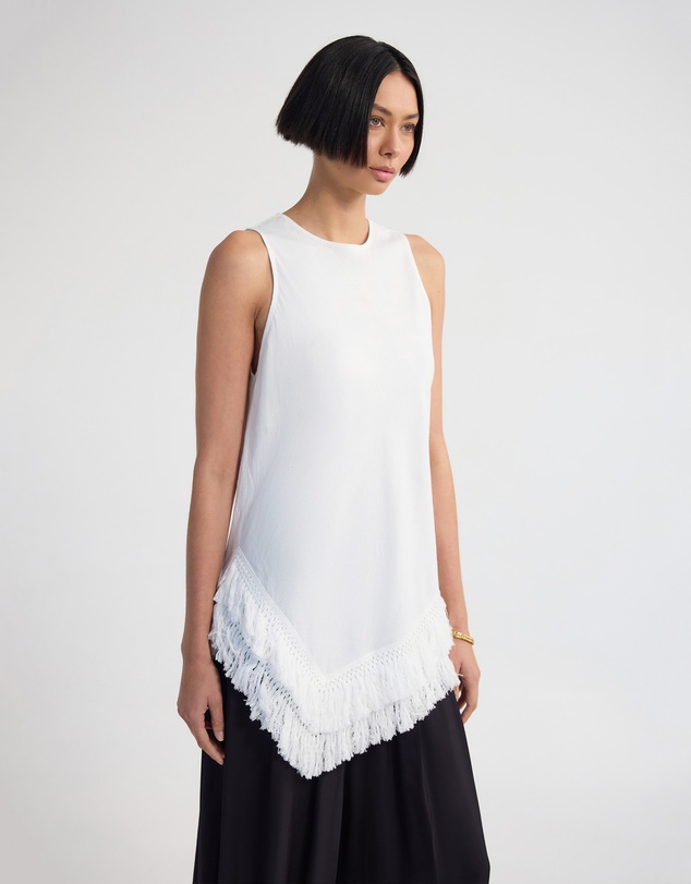 Oxford - Eloise Fringe Trim Linen Blend Top