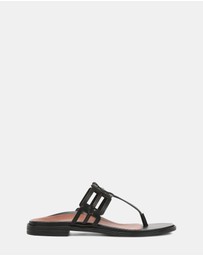 Vionic - Alvana Toe Post Sandal - Black Leather