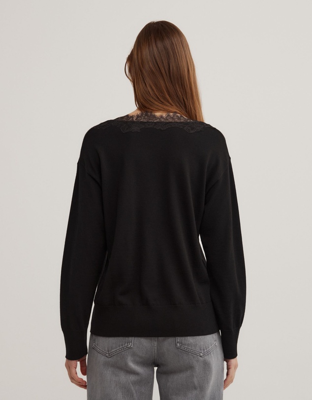 Witchery - Lace Detail V-neck Knit