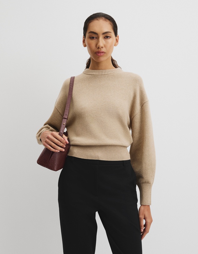 Country Road - Organically Grown Cotton Blend Crop Crew Neck Knit