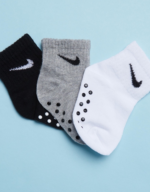 Nike - 3-Pack Core Swoosh Toddler No Slip Ankle Socks - Babies