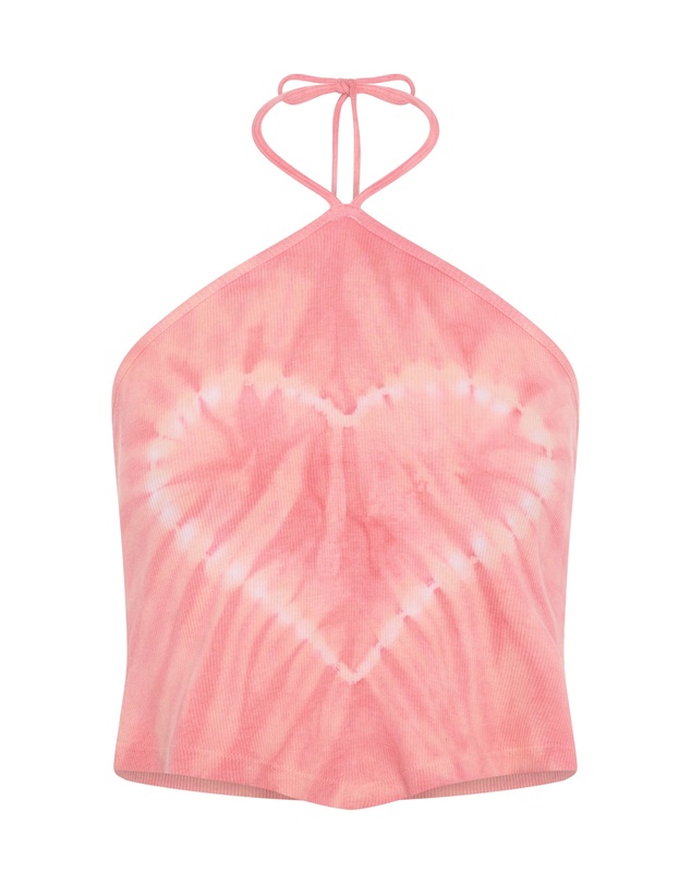 ONE TEASPOON - Tie Dye Heart Cropped Halter Neck Top - Pink