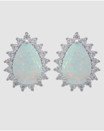 Georgini - Georgini Opal Glow Rozelle White Created Opal Silver Earrings
