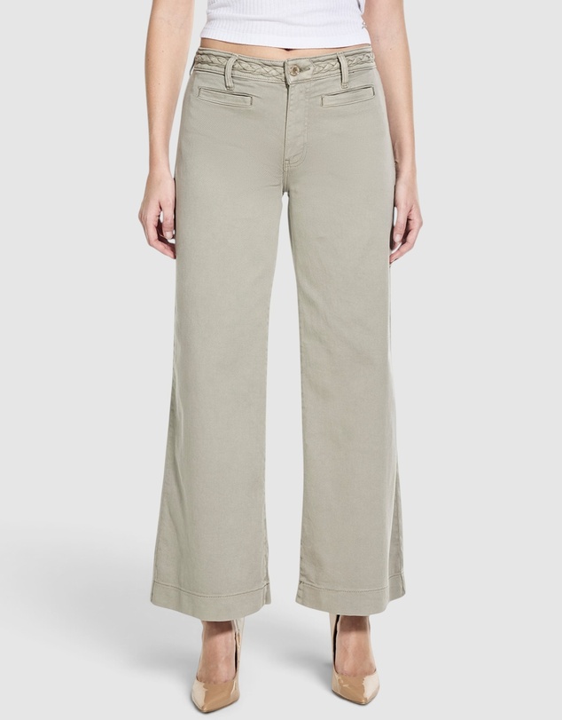 GUESS - Mid-Rise Zoya Crop Wide-Leg Braided Pants