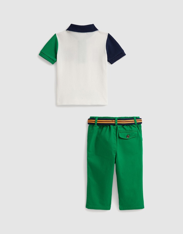 Polo Ralph Lauren - Crest Mesh Polo Shirt & Twill Pants Set - Babies