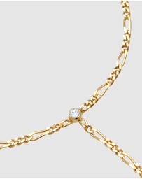 Elli Jewelry - Bracelet Hand Chain Figaro with Crystals in 925 Sterling Silver Gold Plated