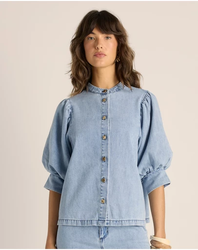 Fate + Becker - Lila Denim Balloon Shirt