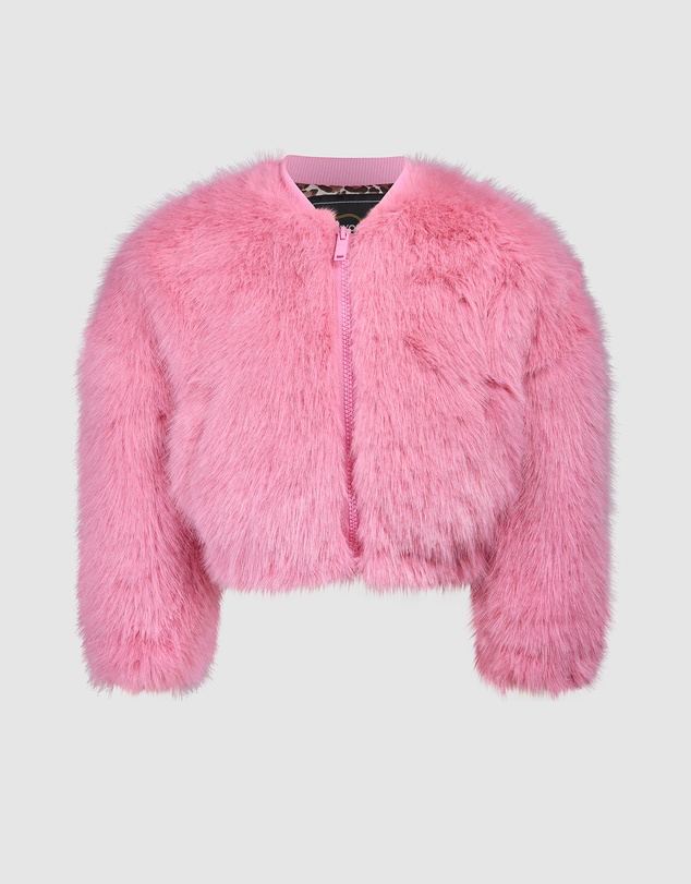 Rock Your Kid - Faux Fur Bomber Jacket In Dusty Pink
