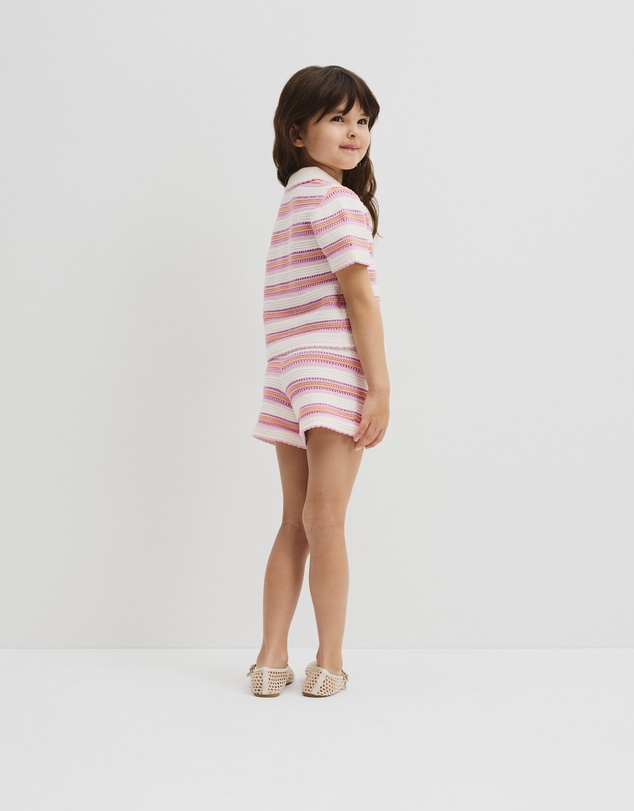 Country Road - Australian Cotton Short Sleeve Collar Knit Top