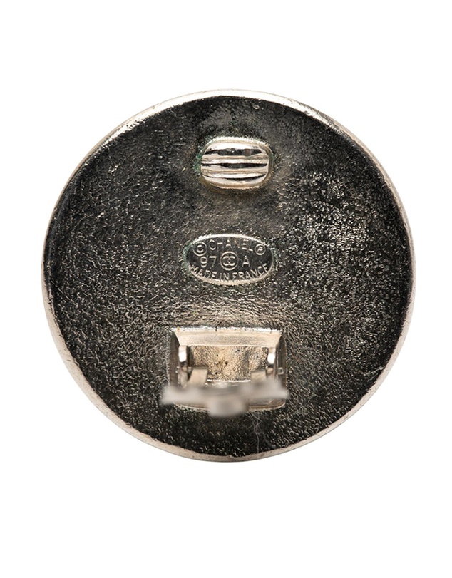 Pre-Loved by Azura Reborn - Pre-Loved Silver Plated Resin CC Round Button Clip On Earrings
