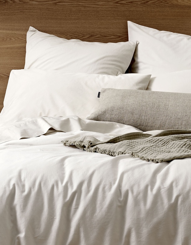 Aura Home - Evie Stonewash Organic Cotton Quilt Cover in Mist