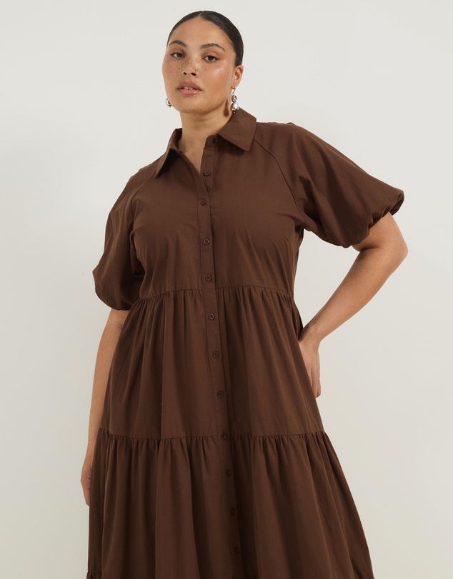 Atmos&Here Curvy - Alexis Tiered Button Through Midi Dress