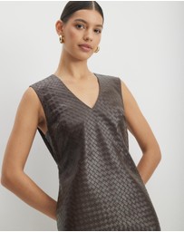 AERE - Junia Textured PU Shift Dress