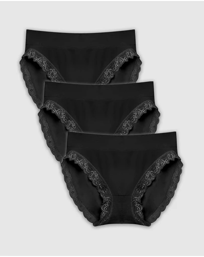 B Free Intimate Apparel - Contour Lace High Cut Briefs - 3 Pack