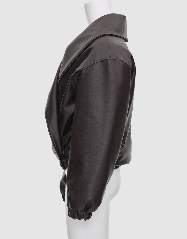 Source Unknown - Eleni Faux Leather Bomber Jacket
