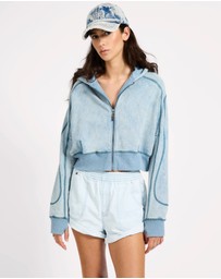 ONE TEASPOON - Cropped Fleece Zip Hoody - Washed Blue
