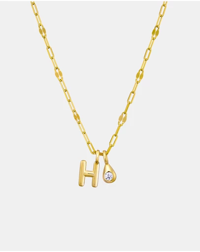 Zoe Olivia - 14K Gold Vermeil Imprint Initial H Cubic Zirconia Necklace