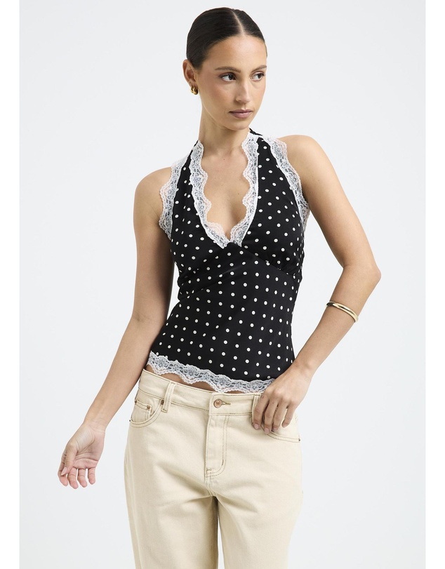 Alice In The Eve - Macko Polka Lace Halter Top
