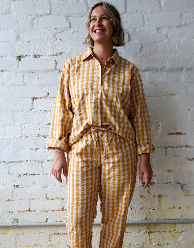 Mosey Me - Mango Seersucker Long Pyjama Set