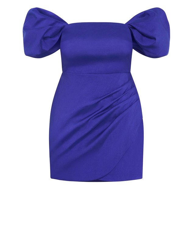 City Chic - Elyse Off Shoulder Mini Dress - ultra blue