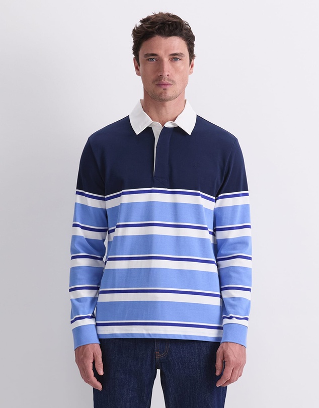 Sportscraft - Long Sleeve Stripe Rugby Polo