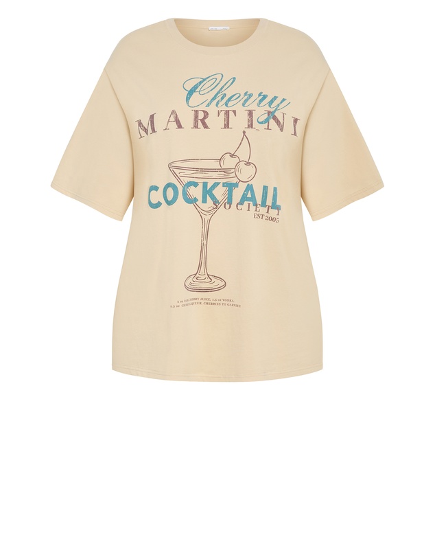 City Chic - Plus size Martini Cotton Tee - taupe