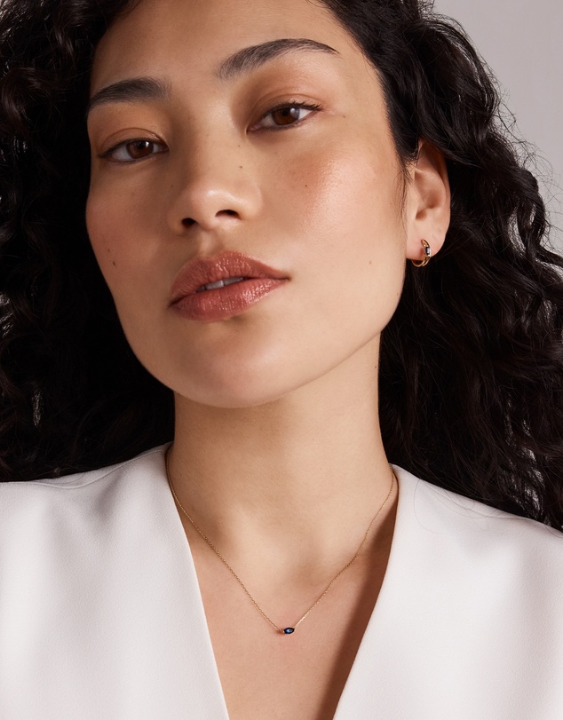 Michael Hill - East West Marquise-Cut Created Sapphire Necklace in 10kt Yellow Gold