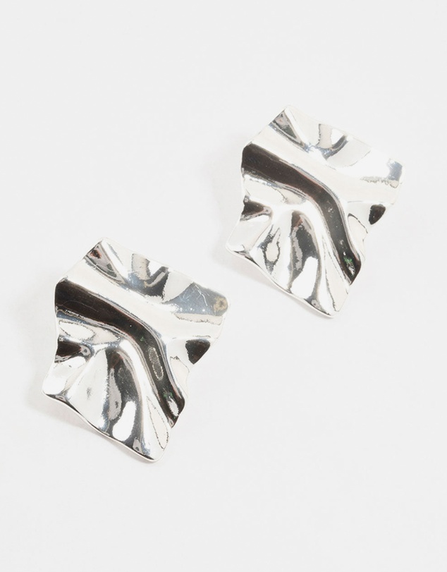 Lovisa - Silver Plated Warped Metal Stud Earrings