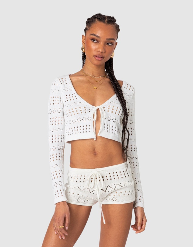 EDIKTED - Betsy Tie Front Knitted Cardigan