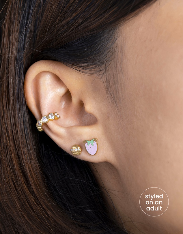 Wanderlust + Co - Strawberry Enamel Gold Flat Back Earrings