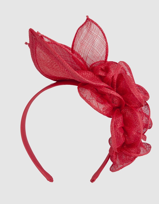 Max Alexander - Flower Red Sinamay Fascinator Headband