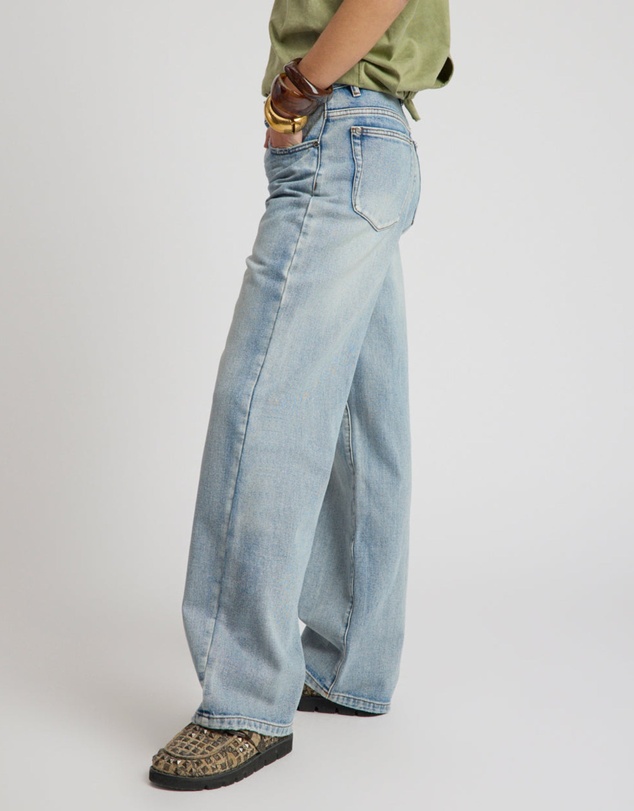 ONE TEASPOON - Baxters Mid Waist Wide Leg Denim Jeans - Hendrixe Blue