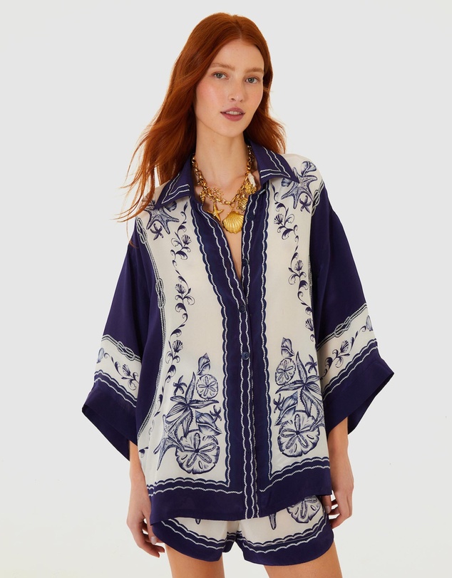 Farm Rio - Coast Scarf Off-White Shirt