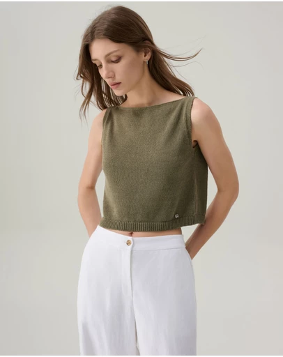 IDA+S - Ari Cropped Knit Tank Top