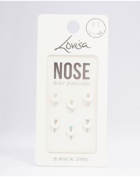 Lovisa - Surgical Steel Dainty Diamante Nose Hook 6-Pack