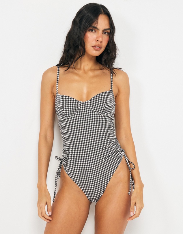 AERE - Sienna Gingham Tie Side Swimsuit
