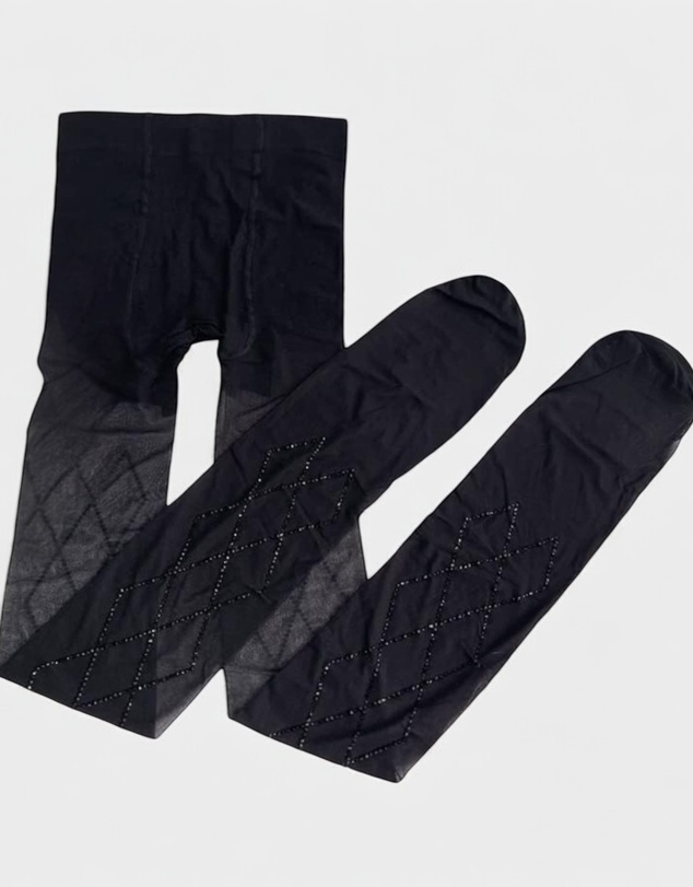 High Heel Jungle - Richie Diamond Crystal Tights - Black/ Crystal