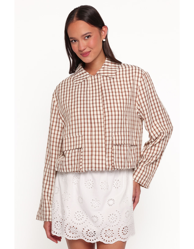 Petal & Pup - Julie Bubble Hem Jacket - Brown Gingham