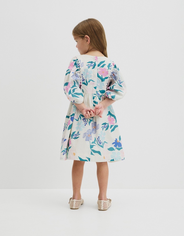 Country Road - Short Puff Sleeve Print Dress