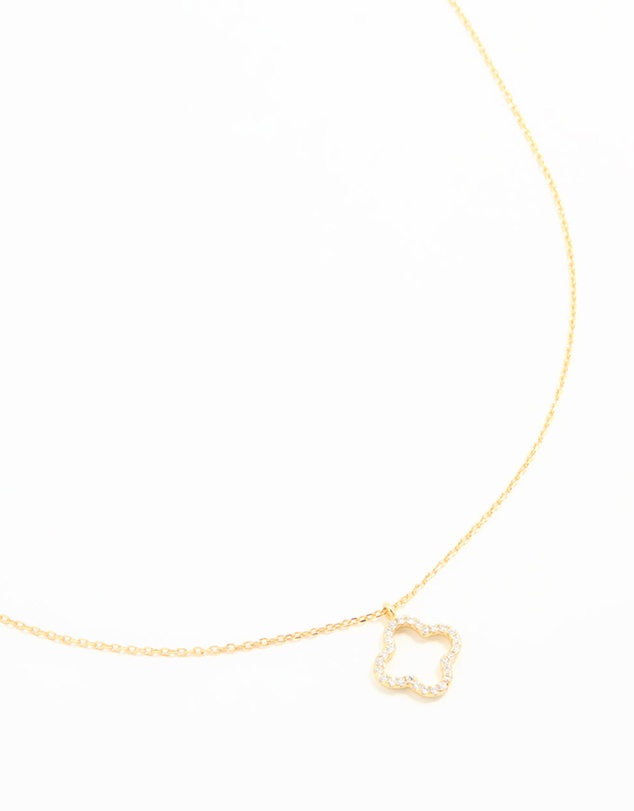 Lovisa - Gold Plated Sterling Silver Cubic Zirconia Flower Pendant Necklace