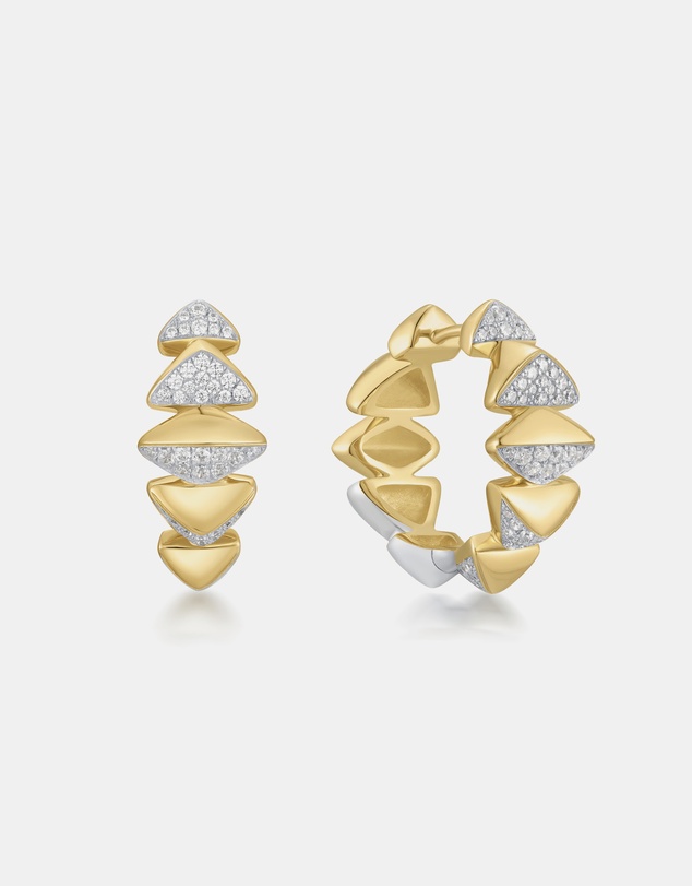 Ania Haie - Ania Haie Two-Tone Sparkling Bold Puffy Spike Hoop Earrings