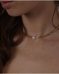 Pastiche - Eliah Pearl Necklace-Gold plated stainless steel