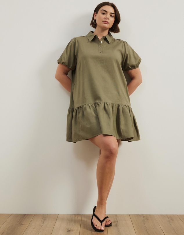 Atmos&Here Curvy - Lola Linen Blend Shirt Dress