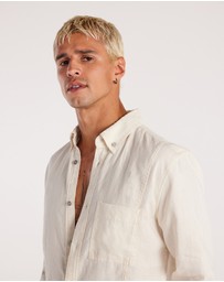 Calibre - Washed Linen Button Down Shirt Cream