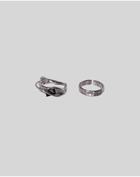 KAJA Clothing - Black Crystar Rings 2pc