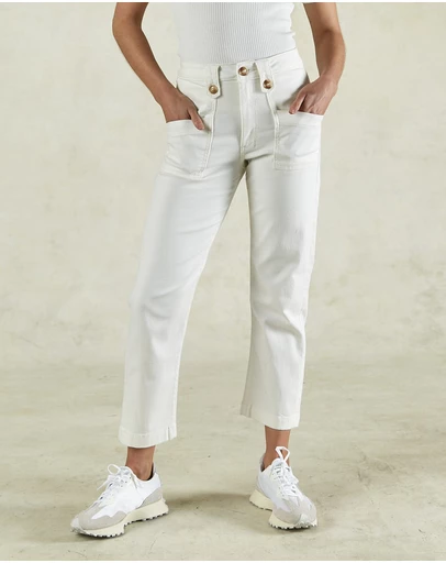 DRICOPER DENIM - Stella Stretch High Waisted Ivory Trousers