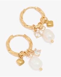 Lovisa - Waterproof Gold Plated Stainless Steel Freshwater Pearl Twist Hoop Earrings