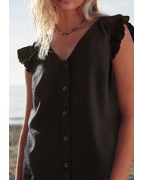NEXT - Linen Blend Ruffle Sleeve Top