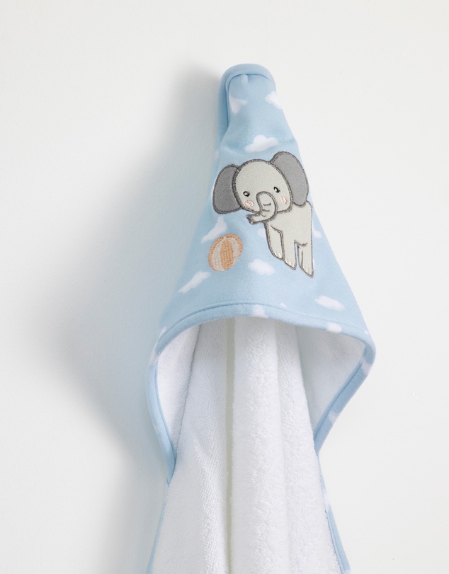 Living Textiles - Organic Hooded Towel - Elephant Playtime