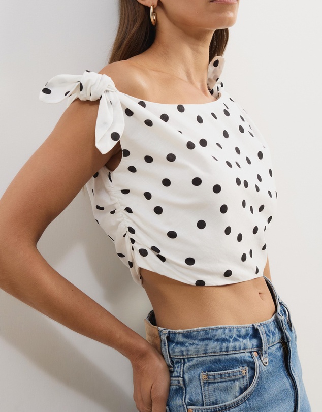 Atmos&Here - Astrid Asymmetric Polka Dot Top